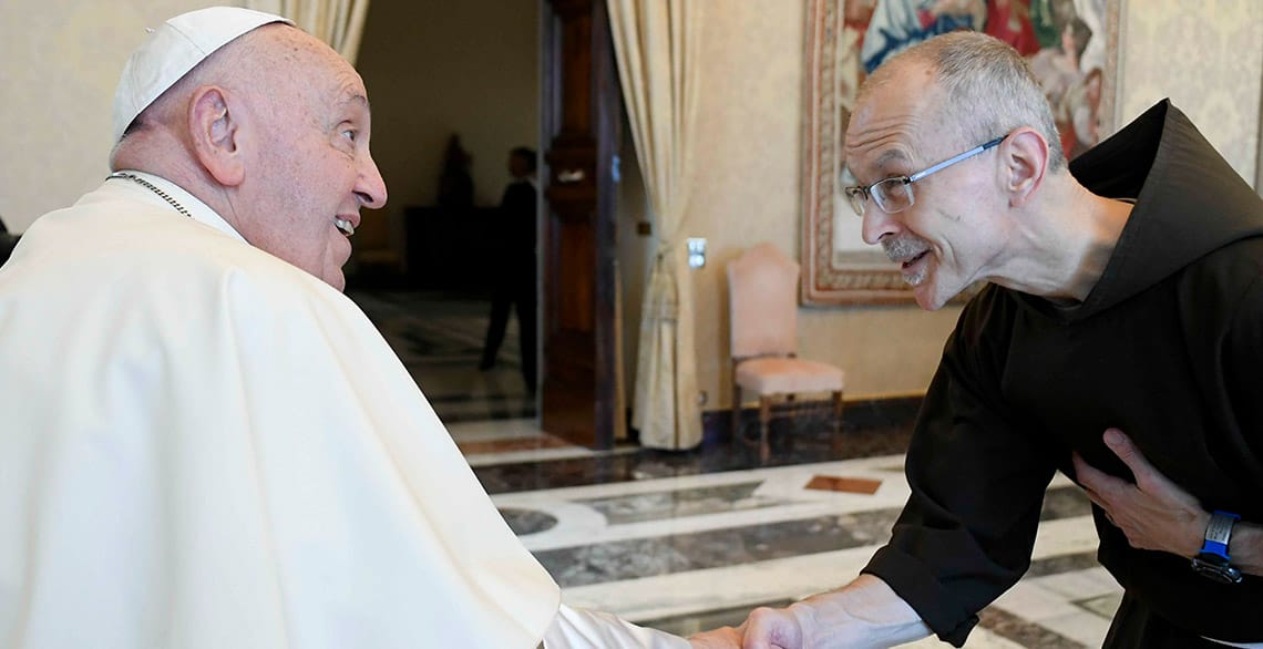 Pope Francis greets Friar John Celichowski, OFM Cap.