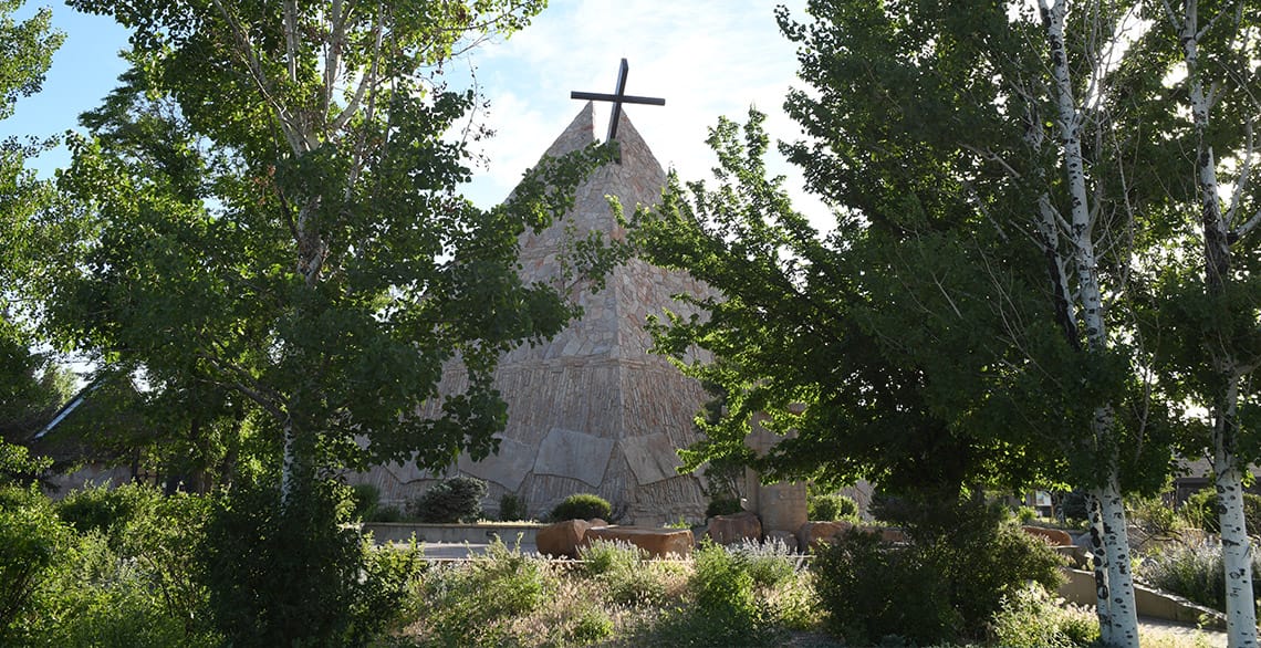 Exterior photograph of St. Labre Parish. 