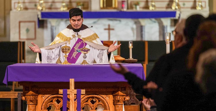 Br. Alwin Anthonysamy at Mass at St. Francis of Assisi Church.